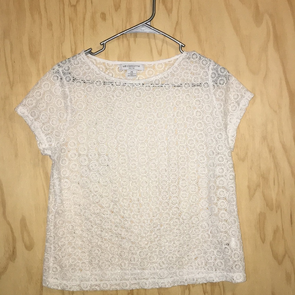 White lace short sleeve top
